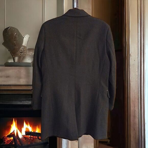 JOS A BANK RESERVE TOPCOAT, Size 38 Short, Navy Blue w/ Brown Trim NWOT - Picture 2 of 13